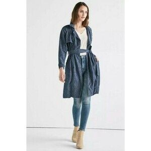 Lucky Brand Polka Dot Jean Trench Coat Sz XL NWT